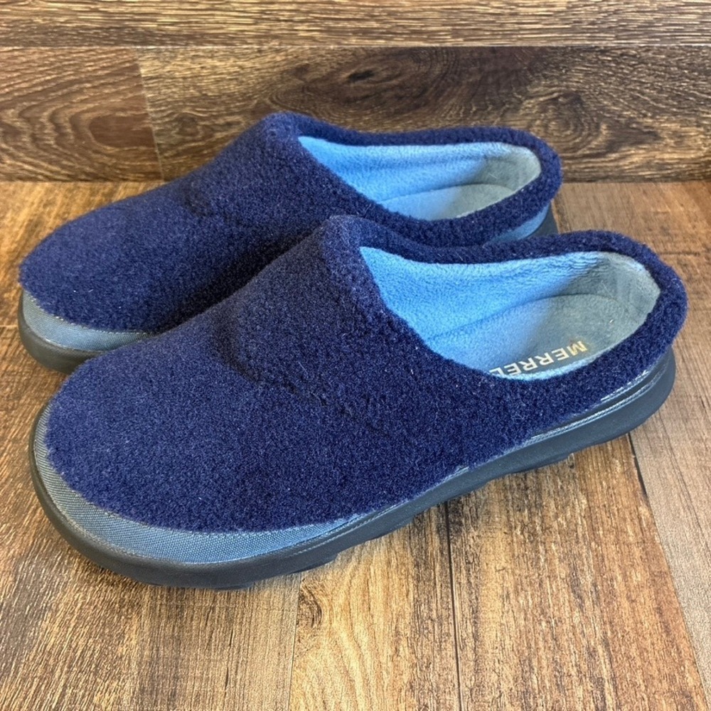 Merrell Encore Chill 2 Mens Navy Blue Wool Fleece Lined Slip On Clogs Size 10